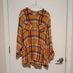 Plaid Kids Shirt in Yellow and Brown